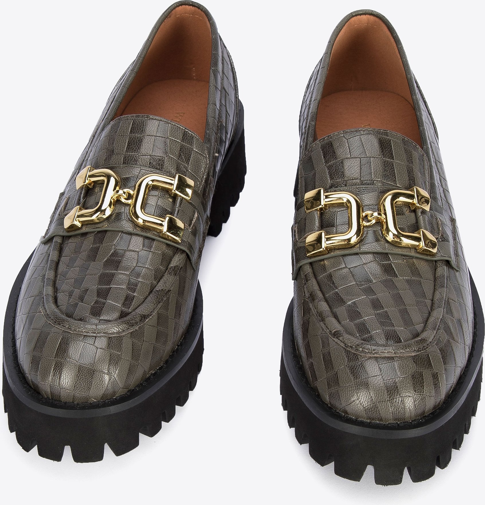 Wittchen Damen-Ledermokassins mit Schnalle, Grün, Naturleder