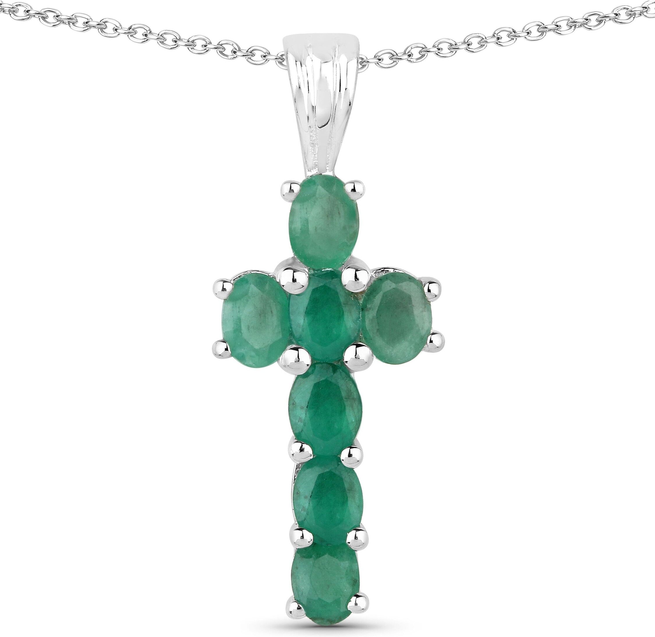 Vira Jewels Anhänger mit Kette 925-Sterling Silber rhodiniert Glänzend Smaragd grün