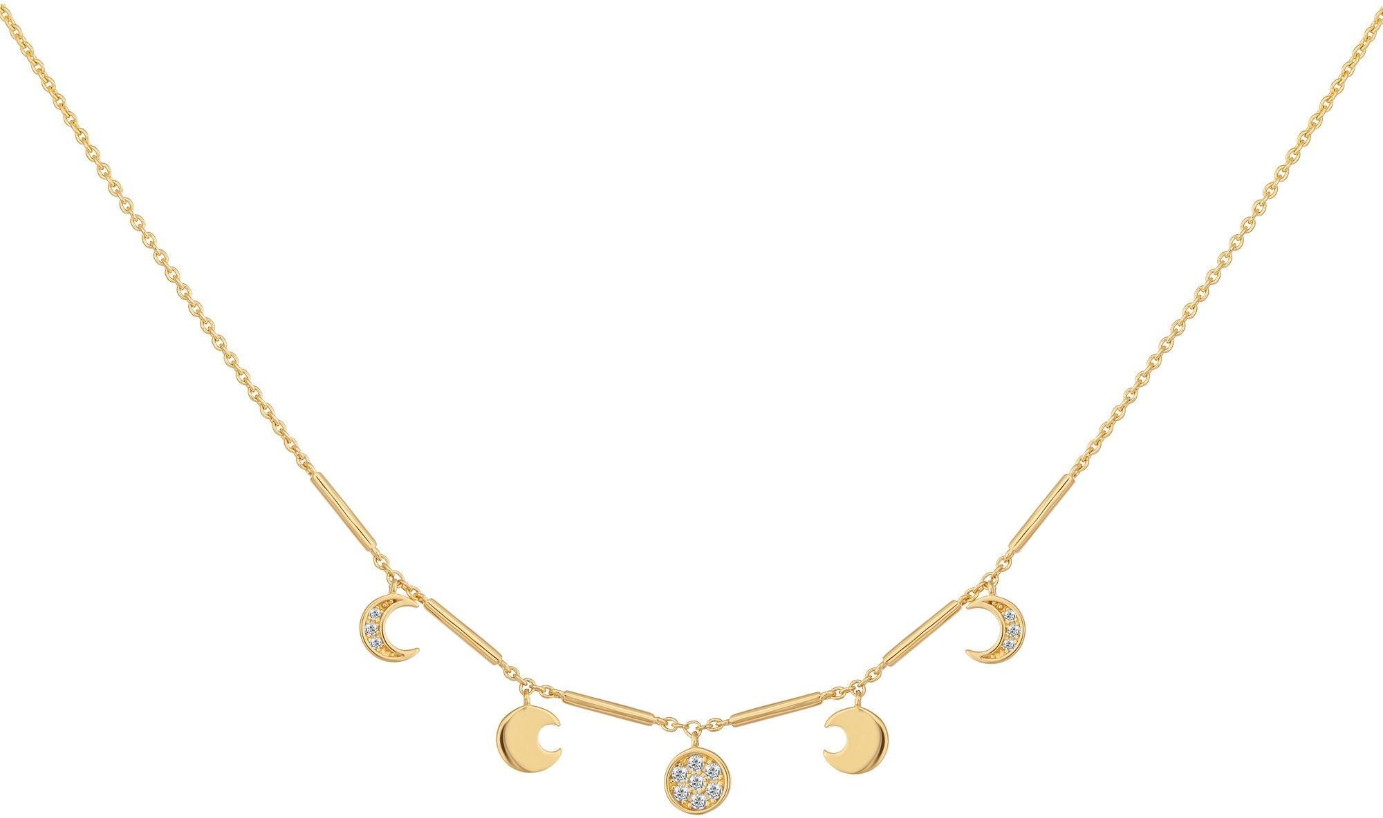 cai Halskette 925 Silber vergoldet Anhänger Mondphasen Zirkonia