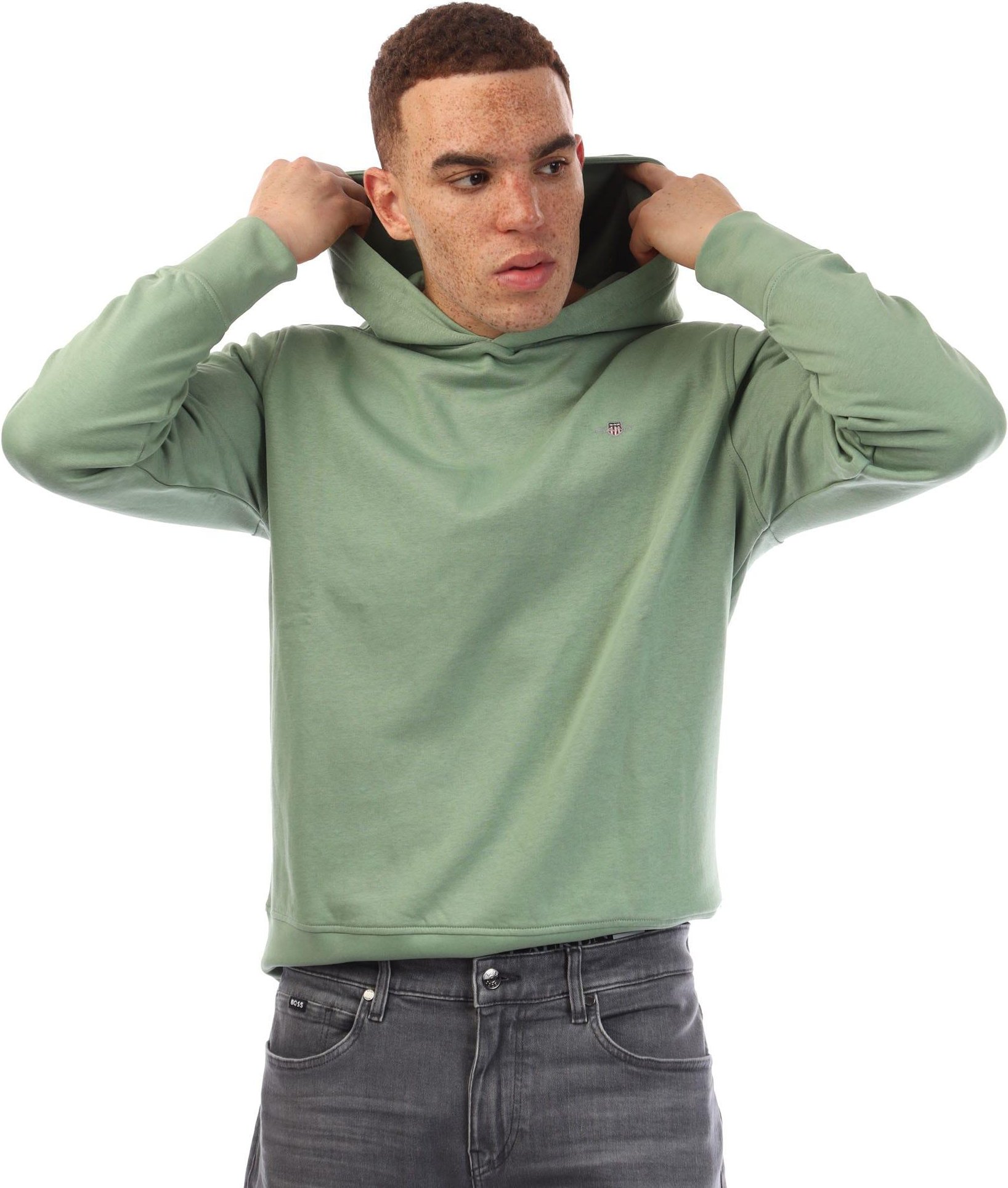 Gant - "Shield" Kapuzenpullover für Herren, Logo, Langärmlig (Grün)