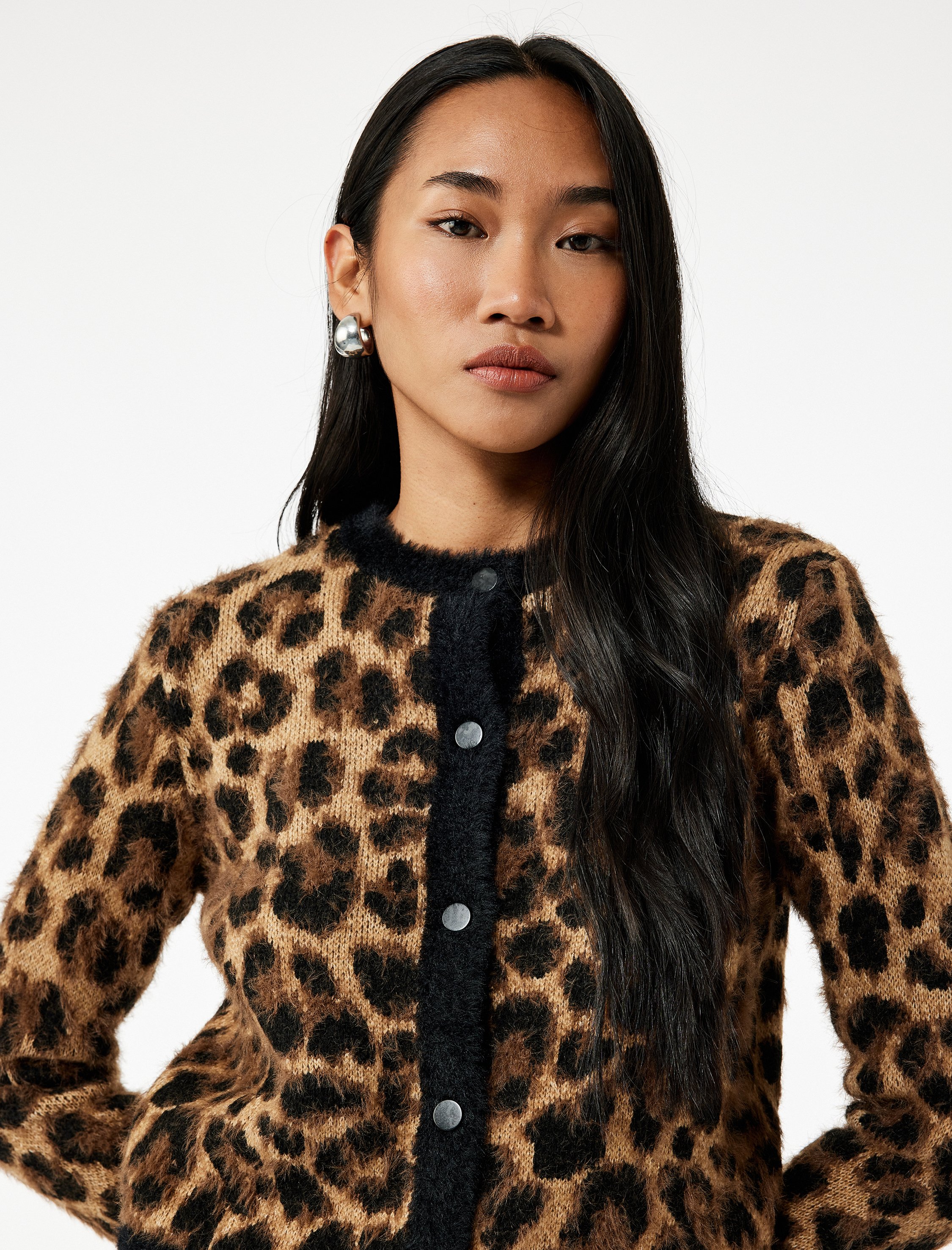 Koton KARDIGANS Leopardstrick Rundhals-Cardigan