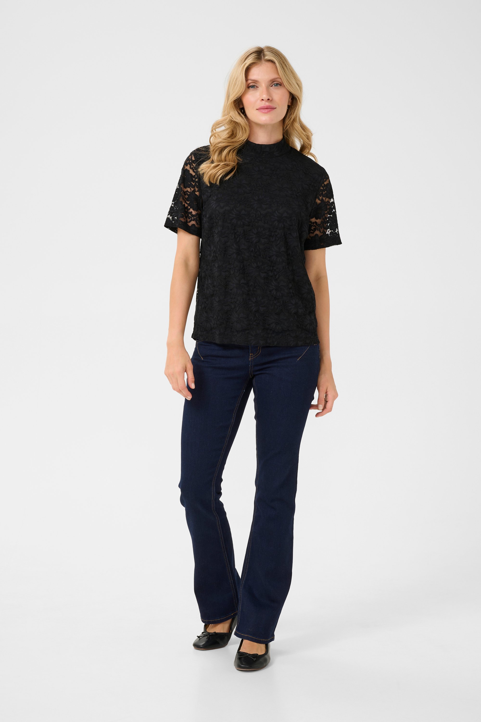 Kurzarm-Bluse Straight fit Pitch Blac