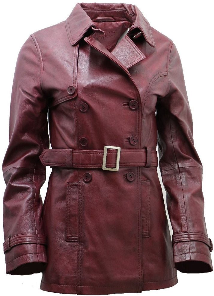 Mittellanger Damen-Trenchcoat aus Leder – Oakham