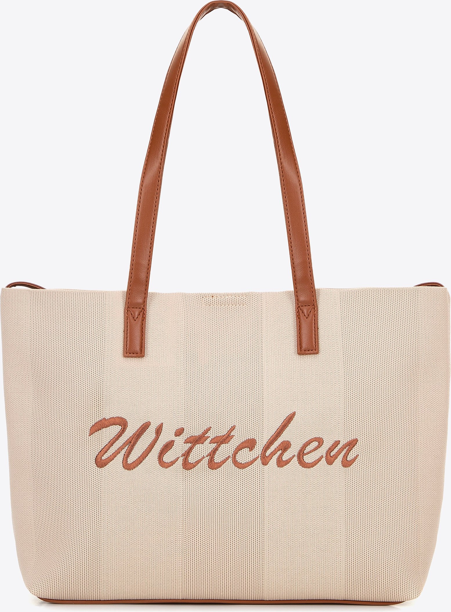 Wittchen Damen-Einkaufstasche mit Elementen aus Kunstleder, beige und braun