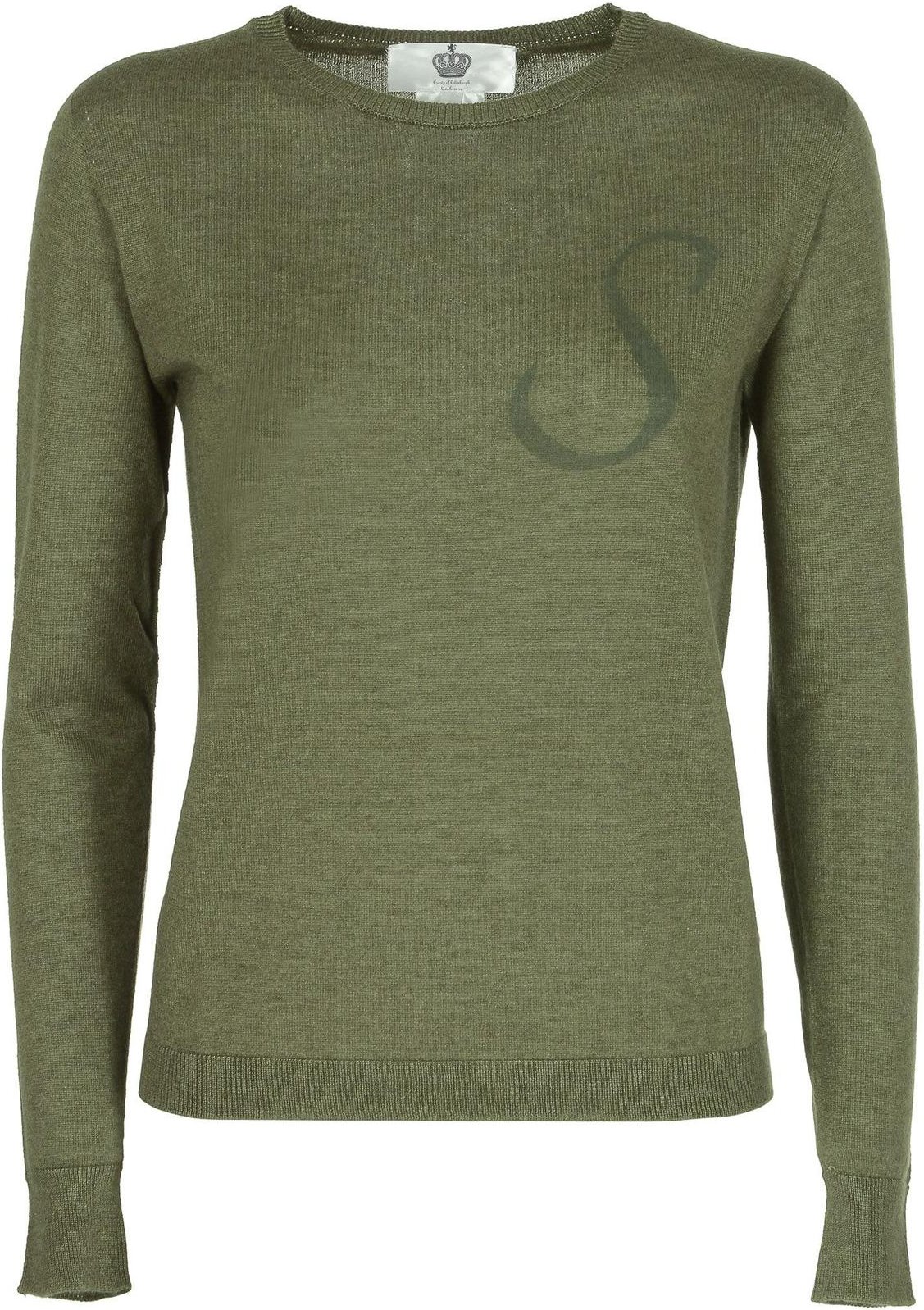 Leichter Cashmere-Seidenpullover mit kontrastierendem Schriftzug