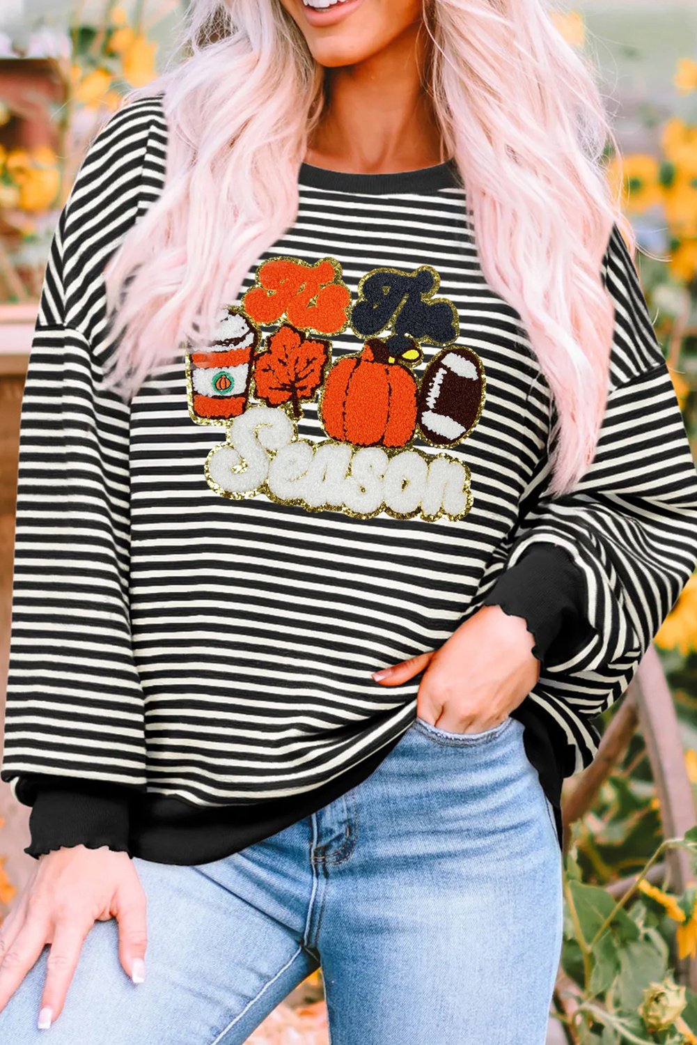 Gestreiftes Herbst-Sweatshirt