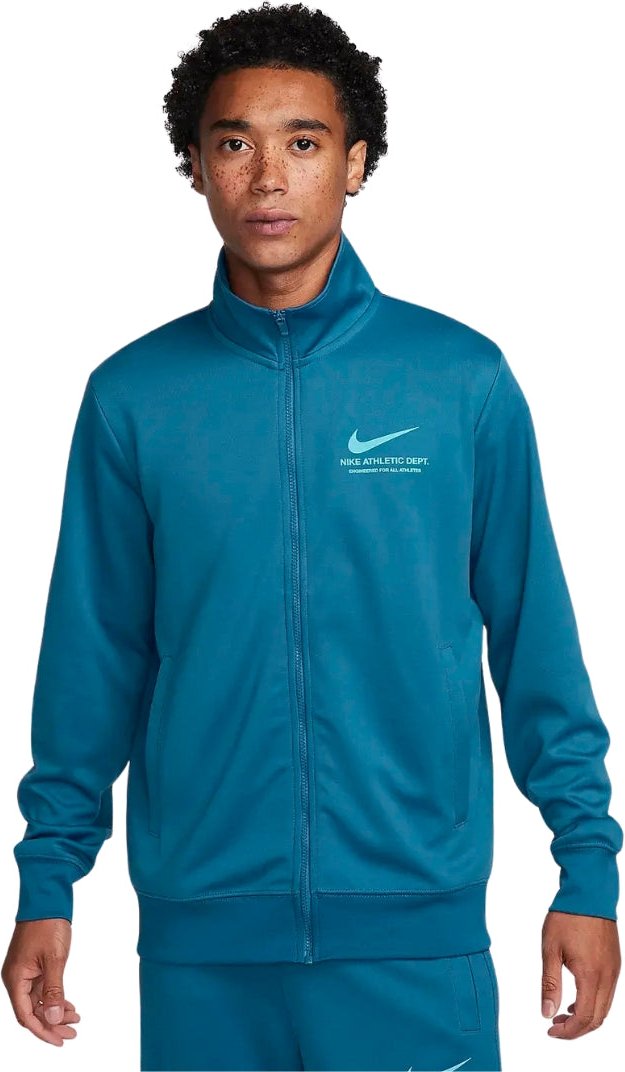 Thumbnail - Blaue Trainingsjacke Mit Reißverschluss Und Nike-branding Auf Der Rückseite