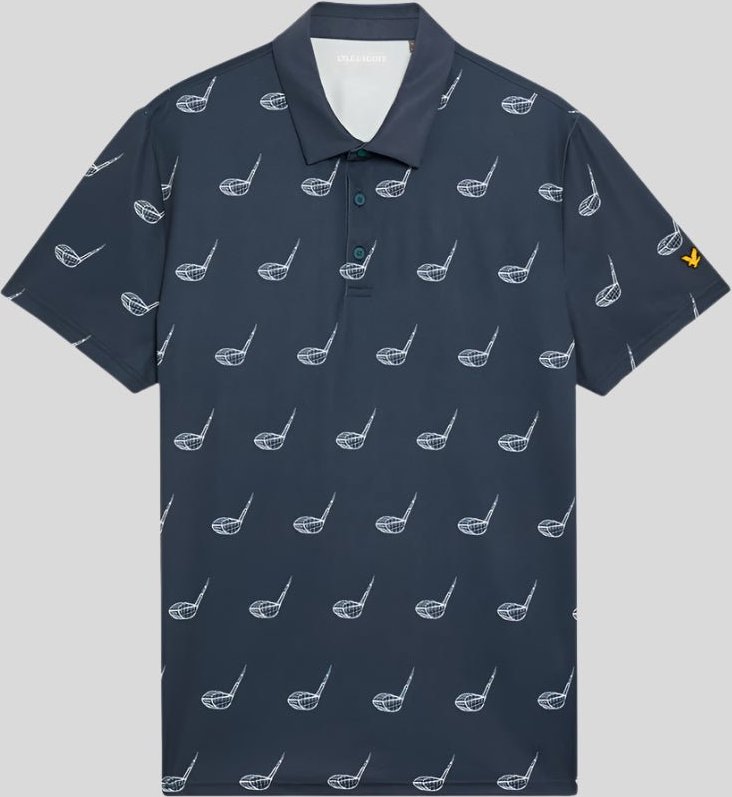 Lyle & Scott Golf Micro Club Poloshirt mit Aufdruck – Blau