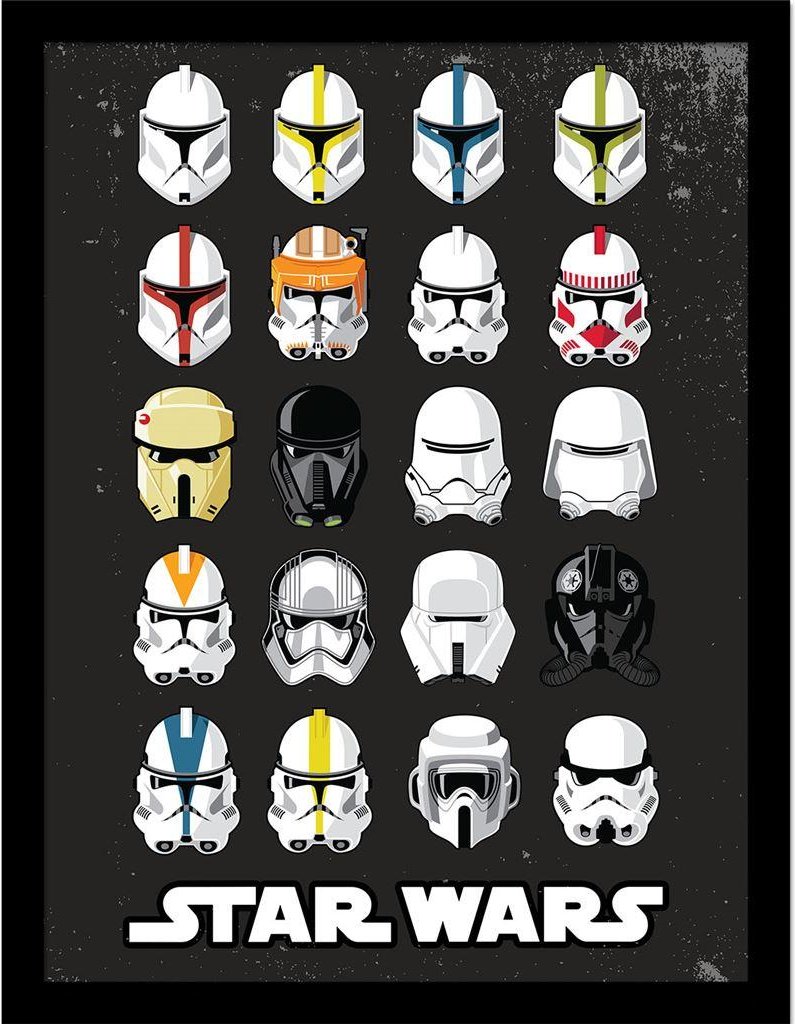 Star Wars - Gerahmtes Poster, Helm (Schwarz/Bunt)