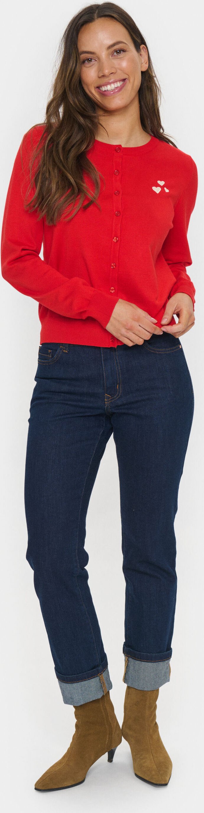 Strickjacke Gerade Passform red