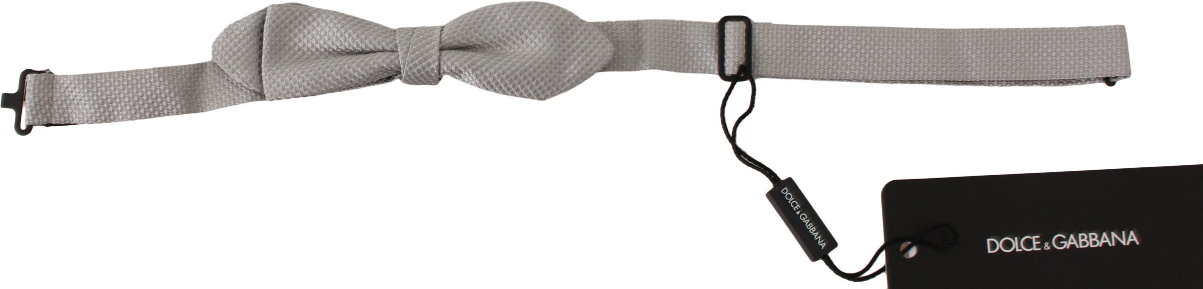 Dolce & Gabbana Men's Gray 100% Silk Faille Adjustable Neck Bow tie Papillon