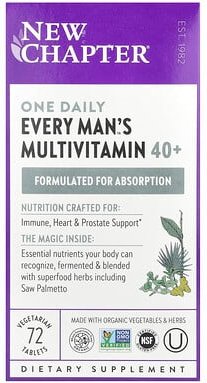 Thumbnail - New Chapter, 40+ Every Man's One Daily Multivitamin, Multivitamine für Männer ab 40, 72 vegetarische Tabletten
