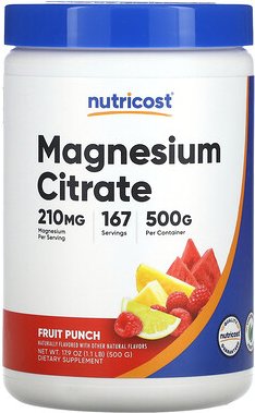 Nutricost, Magnesiumcitrat, Fruchtpunsch, 500 g (17,9 oz.)