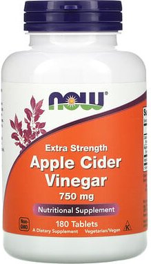 NOW Foods, Apple Cider Vinegar, Apfelessig, 750 mg, 180 Tabletten