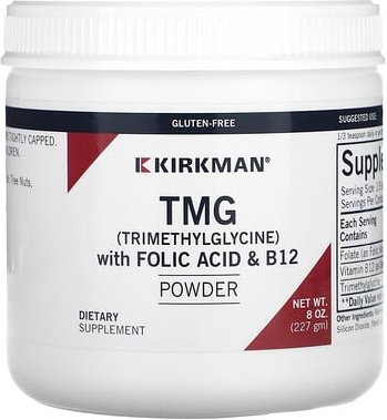 Kirkman Labs, TMG (Trimethylglycin) mit Folsäure und B12-Pulver, 227 g (8 oz.)