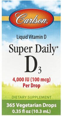 Thumbnail - Carlson, Super Daily® D3, 100 mcg (4.000 IU), 10,3 ml (0,35 fl. oz.)