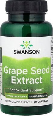 Thumbnail - Swanson, Grape Seed Extract, Traubenkernextrakt, standardisiert, 500 mg, 60 Kapseln