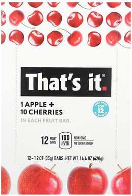 Thumbnail - That's It, Fruchtriegel, Apfel + Kirschen, 12 Riegel, je 35 g (1,2 oz.)