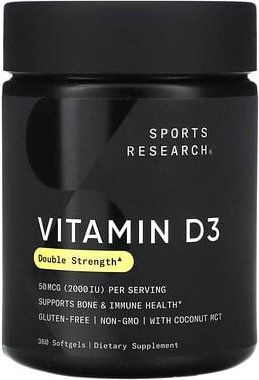 Sports Research, Vitamin D3, 50 mcg (2.000 IU), 360 Weichkapseln