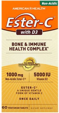Thumbnail - American Health, Ester-C with D3, Ester-C mit D3, 60 vegetarische Tabletten