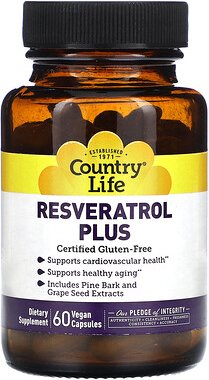 Country Life, Resveratrol Plus, Resveratrol, 60 vegane Kapseln