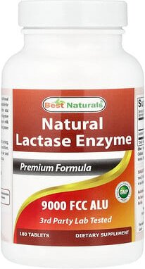 Best Naturals, Natürliches Laktaseenzym, 9.000 FCC ALU, 180 Tabletten