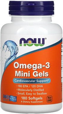 Thumbnail - NOW Foods, Omega-3 Mini Gels, Omega-3-Miniweichkapseln, 180 EPA/120 DHA, 180 Weichkapseln