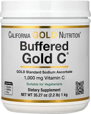 California Gold Nutrition, Buffered Gold C™, Non-Acidic Vitamin C Powder, Sodium Ascorbate, säurearmes gepuffertes Vitam...