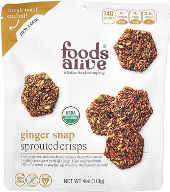 Foods Alive, Sprouted Crisps, Ginger Snap, gekeimte Chips, Ginger Snap, 113 g (4 oz.)