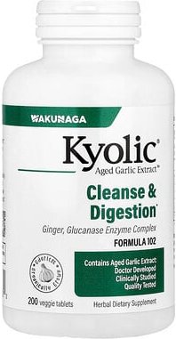 Thumbnail - Kyolic, Gealterter Knoblauchextrakt, Candida Cleanse & Digestion, Formel 102, 200 vegetarische Tabletten