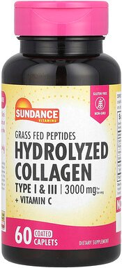 Sundance Vitamins, Hydrolyzed Collagen Type I & III + Vitamin C, hydrolysiertes Kollagen Typ I und III + Vitamin C, 60 b...