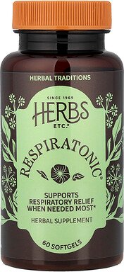 Thumbnail - Herbs Etc., Respiratonic®, 60 Weichkapseln (400 mg pro Weichkapsel)