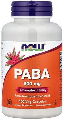 NOW Foods, PABA, 500 mg, 100 pflanzliche Kapseln