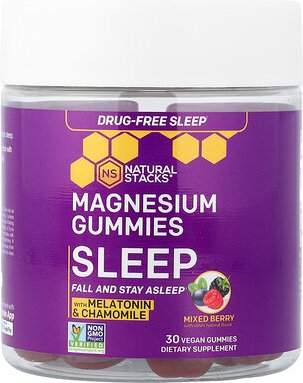 Natural Stacks, Magnesium-Fruchtgummis, Sleep, Mixed Berry, 30 vegane Fruchtgummis