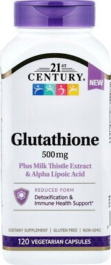 Thumbnail - 21st Century, Glutathione Plus Milk Thistle Extract & Alpha Lipoic Acid, Glutathion plus Mariendistelextrakt und Alpha-L...