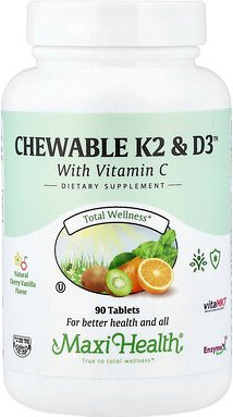 Maxi Health, Chewable K2 & D3™, natürliche Kirsche-Vanille, 90 Kautabletten