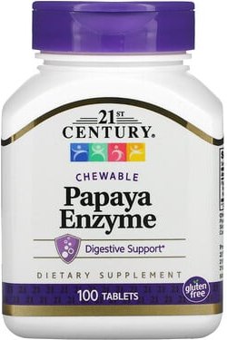 21st Century, Chewable Papaya Enzyme, Papaya-Enzym-Kautabletten, 100 Tabletten