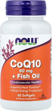 NOW Foods, CoQ10 + Fischöl, 60 Weichkapseln