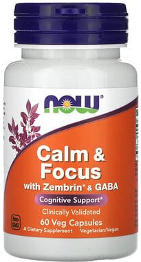 Thumbnail - NOW Foods, Calm & Focus With Zembrin & GABA, Ruhe und Konzentration mit Zembrin und GABA, 60 pflanzliche Kapseln