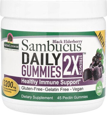 Nature's Answer, Black Elderberry Sambucus Daily Gummies, tägliche Fruchtgummis mit schwarzem Holunder, 2-fache Stärke, ...