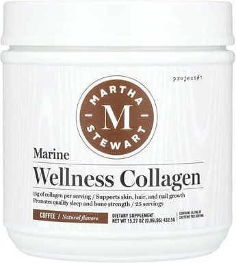 Martha Stewart Wellness, Marine Wellness Collagen, Kollagen fürs Wohlbefinden, Kaffee, 432,5 g (15,27 oz.)