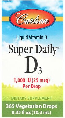 Thumbnail - Carlson, Super Daily® D3, 25 mcg (1.000 IU), 10,3 ml (0,35 fl. oz.)