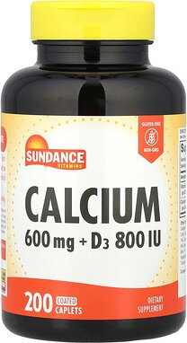 Sundance Vitamins, Calcium + D3, Calcium + Vitamin D3, 200 beschichtete Kapseln