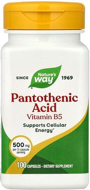 Nature's Way, Pantothenic Acid, Pantothensäure, Vitamin B 5, 500 mg, 100 Kapseln (250 mg pro Kapsel)