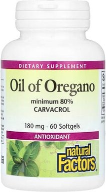 Natural Factors, Oil Of Oregano, Öl von Oregano, 180 mg, 60 Weichkapseln