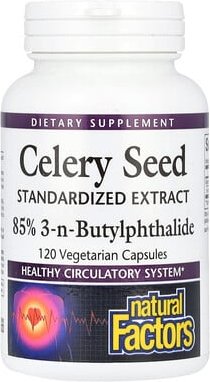 Natural Factors, Celery Seed, Selleriesamen, standardisiertes Extrakt, 120 pflanzliche Kapseln