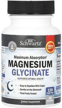 Thumbnail - BioSchwartz, Maximum Absorption, Magnesiumglycinate, 120 vegetarische Kapseln