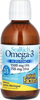 Natural Factors, SeaRich Omega-3 with Vitamin D3, HI Potency, köstliches Zitronenbaiser, 200 ml (6,76 fl. oz.)