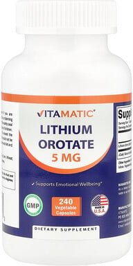 Vitamatic, Lithium Orotate, Lithiumorotat, 5 mg, 240 pflanzliche Kapseln
