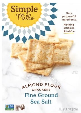 Thumbnail - Simple Mills, Almond Flour Crackers, Fine Ground Sea Salt, Mandelmehl-Cracker, fein gemahlenes Meersalz, 120 g (4,25 oz....